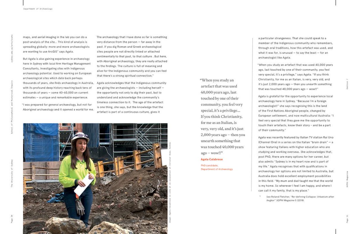 USyd Archaeology Postgraduates (@sydneyarchaeopg) on Twitter photo Three of our PhD students are in the latest @UsydSOPHI magazine! Loukas Koungoulos and <a href="/SWyattSpratt/">Simon Wyatt-Spratt</a> feature in Peter Hiscock, <a href="/MGP_Robinson/">Madeline Robinson</a> and Andrew Wilson's article on 3D modelling and Agata Calabrese discusses moving from Sicily to Sydney for her PhD. Three of our PhD students are in the latest @UsydSOPHI magazine! Loukas Koungoulos and <a href="/SWyattSpratt/">Simon Wyatt-Spratt</a> feature in Peter Hiscock, <a href="/MGP_Robinson/">Madeline Robinson</a> and Andrew Wilson's article on 3D modelling and Agata Calabrese discusses moving from Sicily to Sydney for her PhD.