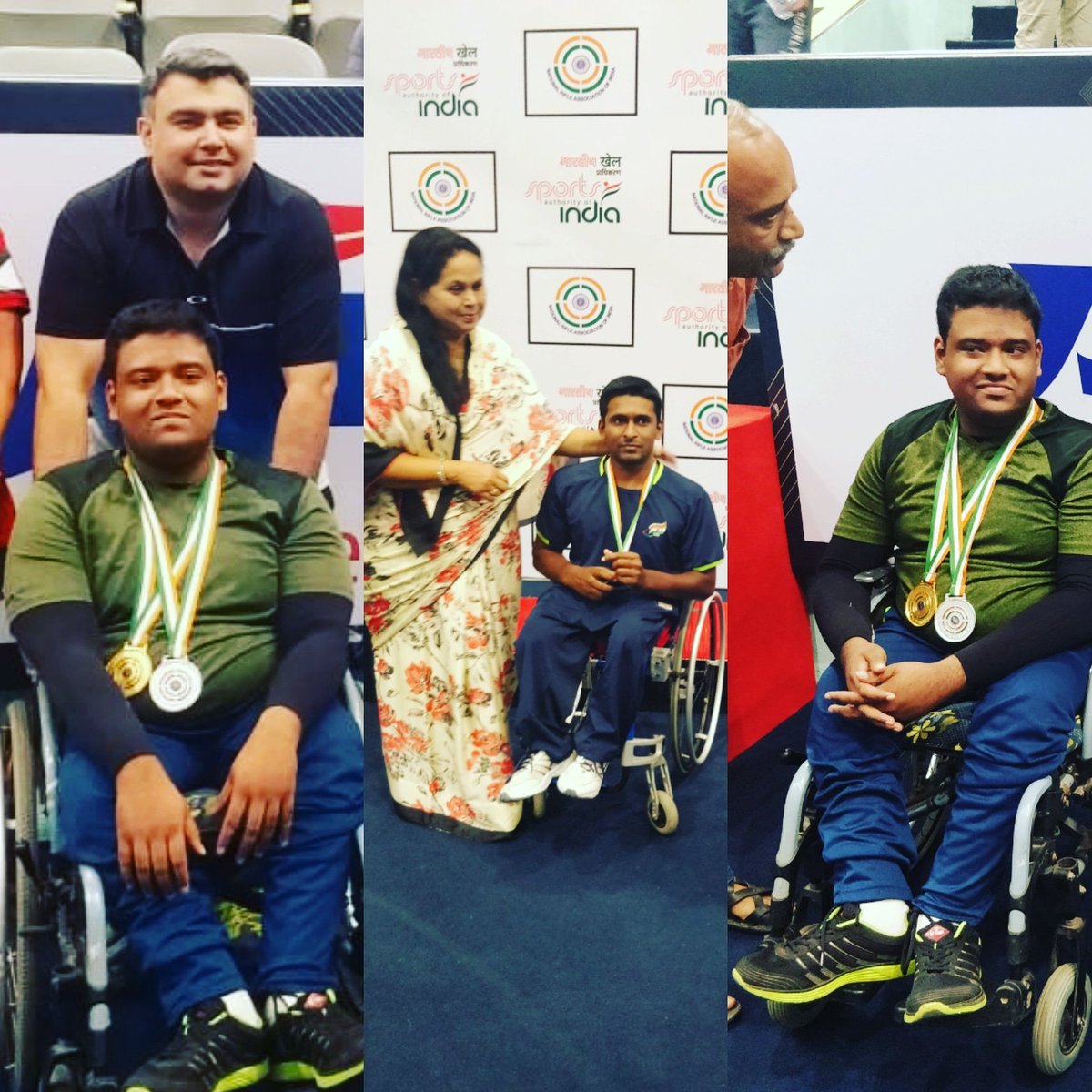 Gun_for_Glory's tweet photo. #GFGChennai shooter Aadithya Giri training at @CssTru center bagged two 🏅at #KSS2019, #Delhi
Also #ProjectLeap Alumni for #GFGPune bagged a #Gold 🏅

@ParalympicIndia @Paralympics https://t.co/ZoOn8HZZUC