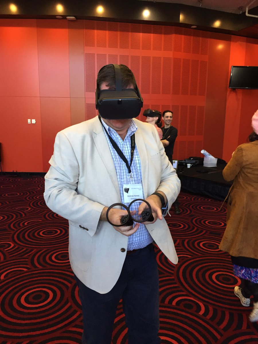 wnswphn's tweet photo. Our CEO Andrew Harvey got to experience the thrills of virtual reality at the @WesternNSWHRN Symposium in Dubbo today. #Healthinnovations #ruralhealth #VirtualReality https://t.co/bEQf4vHipz