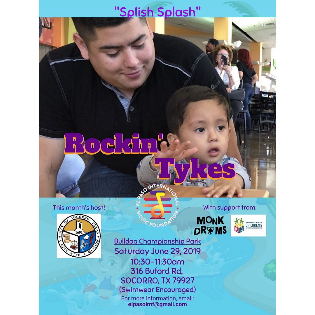 City_of_Socorro's tweet photo. Come out and splash around! At the Rockin' Tykes event at the Bulldog Championship Park on June 29th from 10:30 AM- 11:30 AM. 
#CityofSocorro #MusicAtThePark #SocorroProud #CommunityPride #ACityWithAMission https://t.co/mVXzDjoMMe