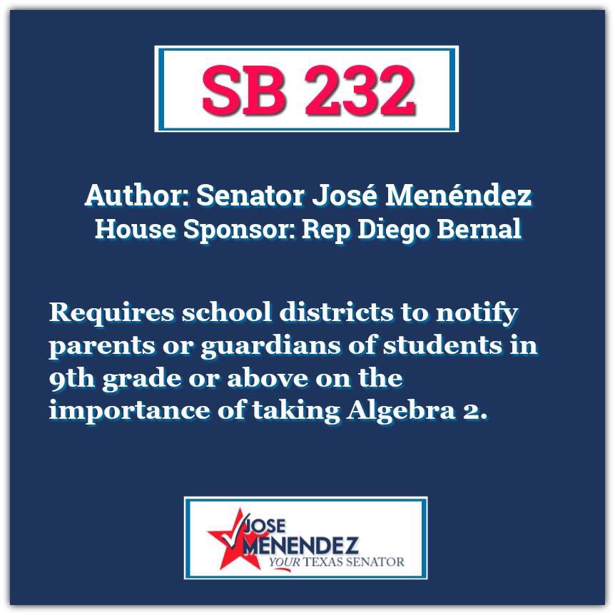 Menendez4Texas's tweet photo. Thanks to @Cris504 from @TXLULAC and Texas HOPE for alerting us on the potential consequences of not taking Algebra 2 in high school. Thank you Rep @DiegoBernalTX for your help in passing #SB232 to help inform families and increase college readiness. #Menendez4TX #txlege https://t.co/pfgaTC1XRN