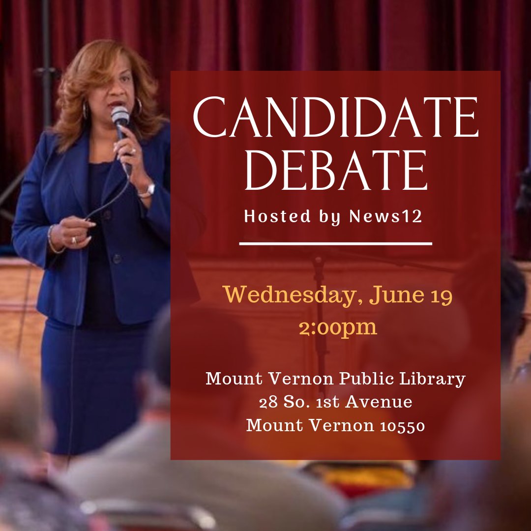 MayorSPH's tweet photo. From one debate, right into another. Tomorrow at 2pm, News12 is hosting a debate at the Mount Vernon Public Library. If you are available, please attend. We are 1 week aways from the Primary, so let's stay engaged.

#june25
#vote6a
#sphformayor
#Believeagain https://t.co/3dxzHdtRj4