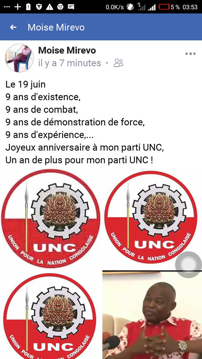 Joyeux anniversaire à mon parti UNC#9ans de lutte# <a href="/uncrdc/">UNC_RDC Officiel</a> <a href="/VitalKamerhe1/">Vital Kamerhe</a> <a href="/JMambeke/">Jean Baudouin Mayo Mambeke</a> <a href="/rodkisando/">RODRIGUEZ KISANDO</a> <a href="/BillyKambale1/">Billy Kambale</a>