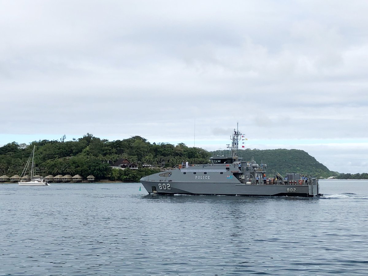 We are excited to welcome Tuvalu’s brand new Guardian Class Patrol Boat HMTSS Te Mataili II to Port Vila 🇻🇺on her first voyage home to Funafuti. TM2 is the second of 21 replacement vessels being funded by Australia’s Pacific Maritime Security Program. 🙌Tuvalu! #SecuringTheSea