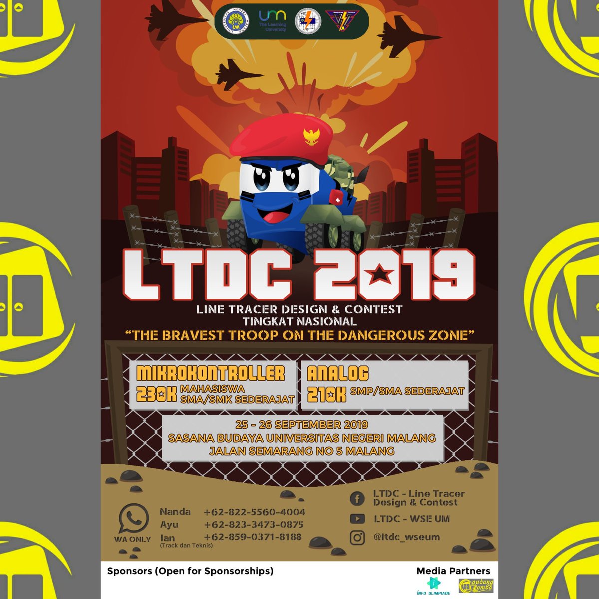 Gudang_Lomba's tweet image. Line Tracer Design and Contest (LTDC) 2019 TINGKAT NASIONAL

FB: LTDC Line Tracer Design &amp;amp; Contest
Ig : @ltdc_wseum
mail.wse@gmail.com
Itdc.um.ac.id

#linetracerrobot #linefollower #kontesrobot #indonesia #robotcontest #robotics #elektro #electricalengineering #robotika