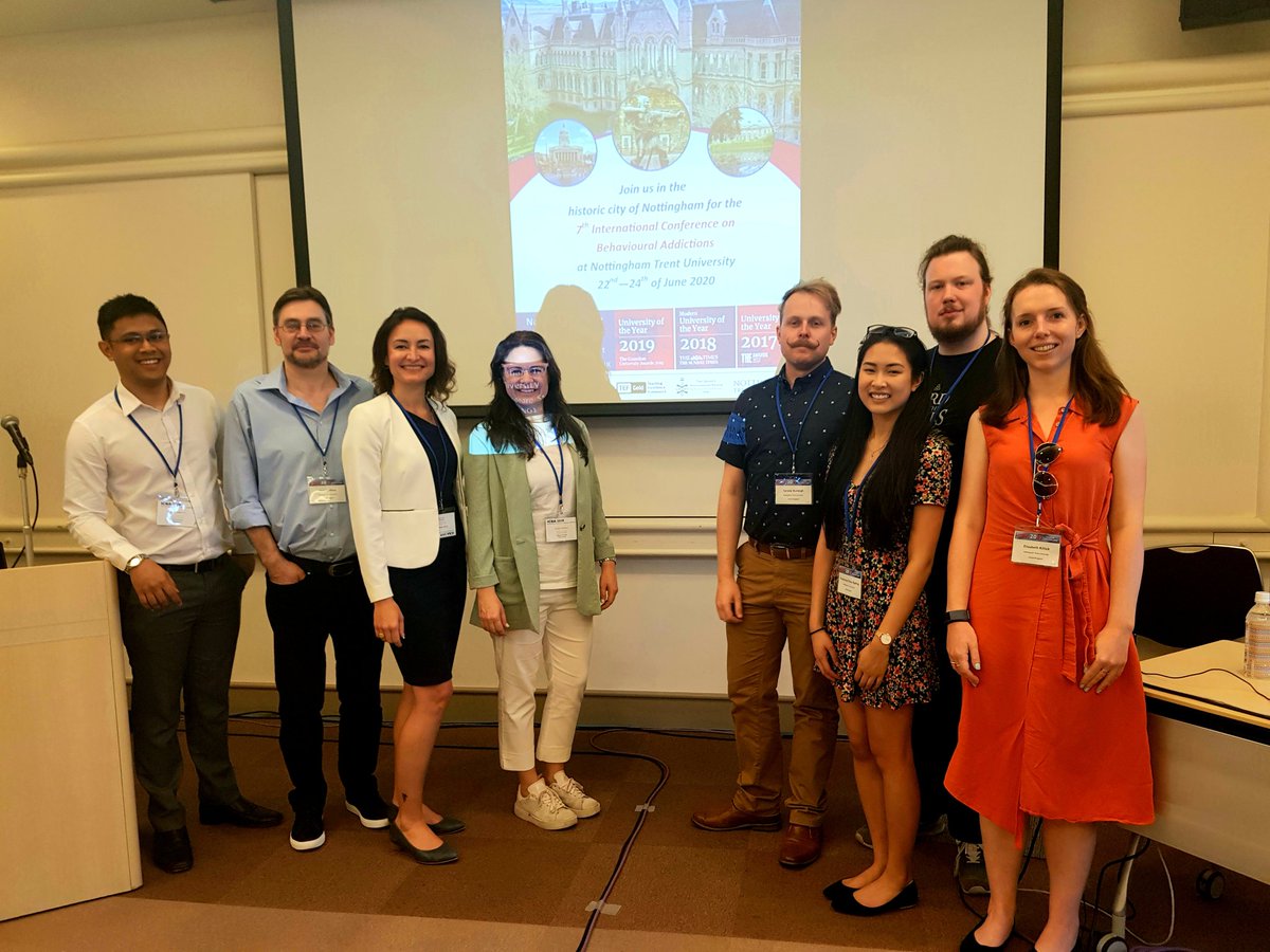 Dr_Kuss's tweet photo. The whole @PsychologyNTU #cyberpsychology #igru team at this year's International Conference on Behavioral Addictions #ICBA2019 #yokohama #japan - ready for the next iteration in #Nottingham #icba2020 @whatsonnotts @VisitNotts @BPSCyberPsych @DrMarkGriffiths https://t.co/DUWn8ErmdM