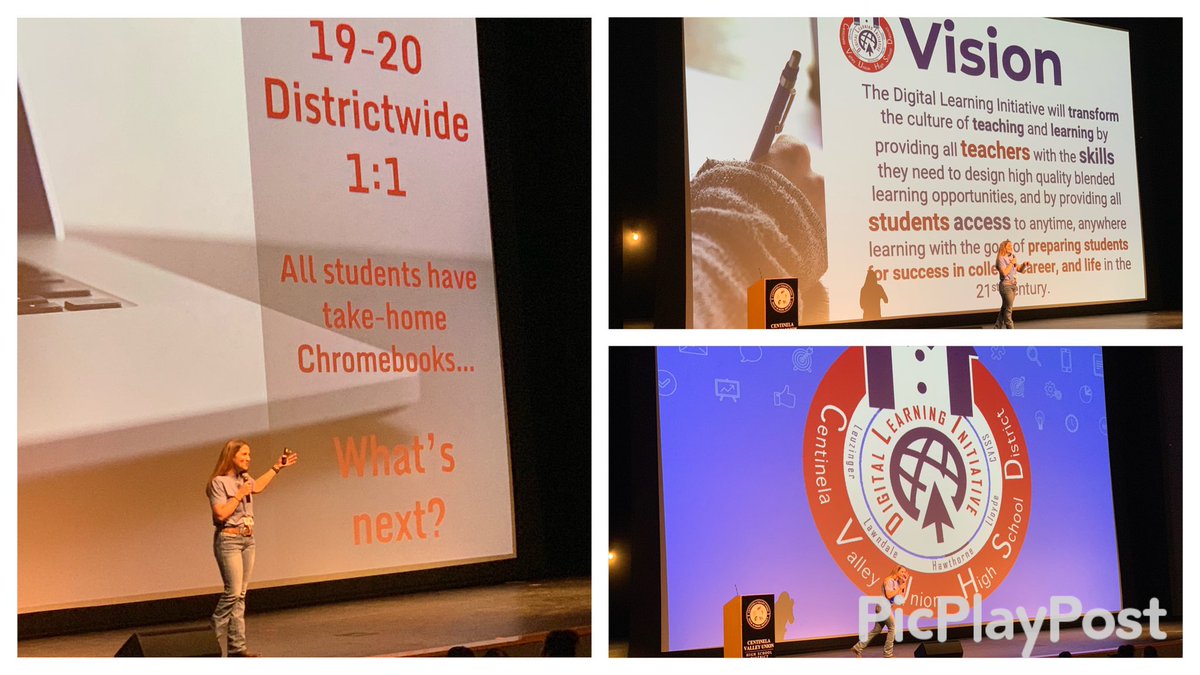 theCVway's tweet photo. Coordinator for 21st Century Learning   Molly Nellman’s update on the success of the @CVUHSD Digital Learning Initiative (DLI) was phenomenal! We’ve accelerated our rollout of the 1:1 Chromebook for students to include 100% of our students next year ... #theCVway #StudentsFirst https://t.co/gPmttM0gwL