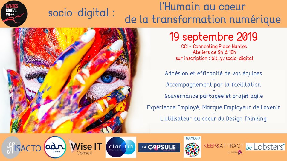 NantesDigitalW's tweet photo. Retrouvez le 19/09 HISACTO, @ADNOuest, WiseIT, LaCapsule, Clarifia, Namego, @Be_Lobsters et @Externatic pour une journée d'ateliers sur la transformation socio-digitale.
RDV le 19/09 au Connecting Place.
Inscription : https://t.co/MHZov4CaJJ https://t.co/xvYr0bJWQj