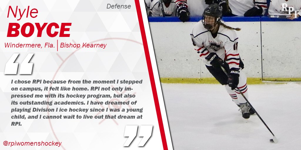 RPIAthletics's tweet photo. WH | @RPI_WHockey welcomes Nyle Boyce! She is from Windermere, Florida who plays defense. #RPIHockey #ECACHockey #RPI23 https://t.co/soA2E2O5Wf