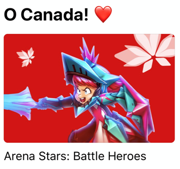 PlayArenaStars's tweet image. O Canada!

In honour of Canada Day, the @AppStore has selected Arena Stars to be featured on their Games tab! 😮
Thank you so much for your continued support!

Download and play for free!
apps.apple.com/ca/app/arena-s… 

#CanadaDay2019 #ios #iosgame