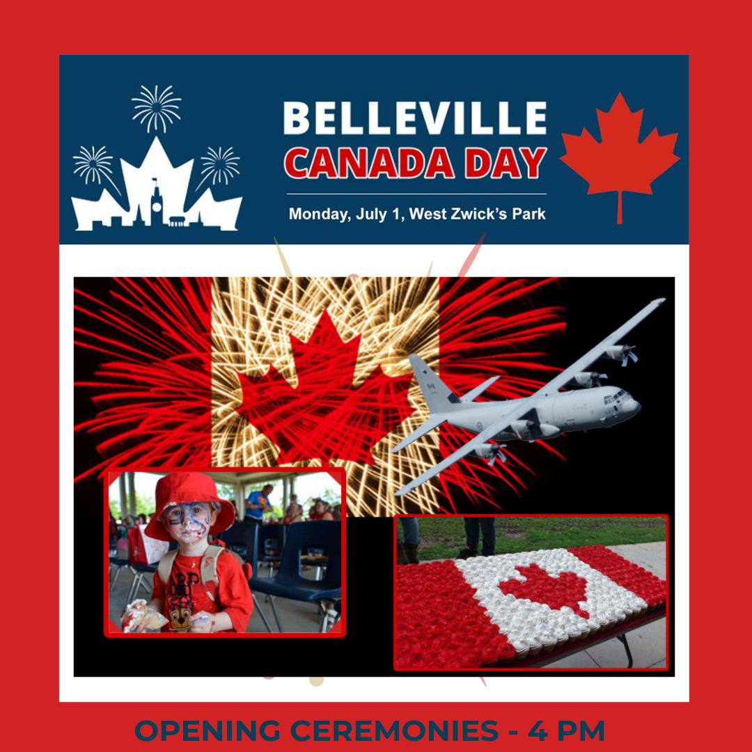Join us for the Official Kick Off of the Belleville Canada Day celebration with a low level fly over by a CFB Trenton Hercules Aircraft, words from local Dignitaries &amp; of course Birthday Cake!  Celebrations go until the fireworks at 10PM.  #CanadaDay #BellevilleON #BayofQuinte