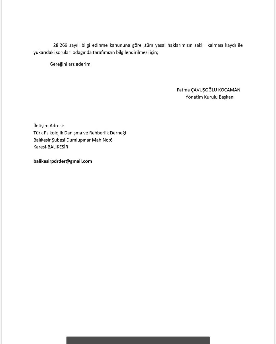 turkpdrderblk's tweet photo. Balıkesir Üniversitesi'nde ileri psikolojik danışma becerileri gerektiren Grupla Psk. Dan., Meslek Etiği vb. derslerine temel psikoloji bilgisi olmayan bir öğretim üyesinin girmesine ilişkin, ilgili Dekanlık'a  bilgi edinme kanunu uyarınca dilekçe verdik. @SaglRuh #Türk #PDR https://t.co/GRCG7nJmB7