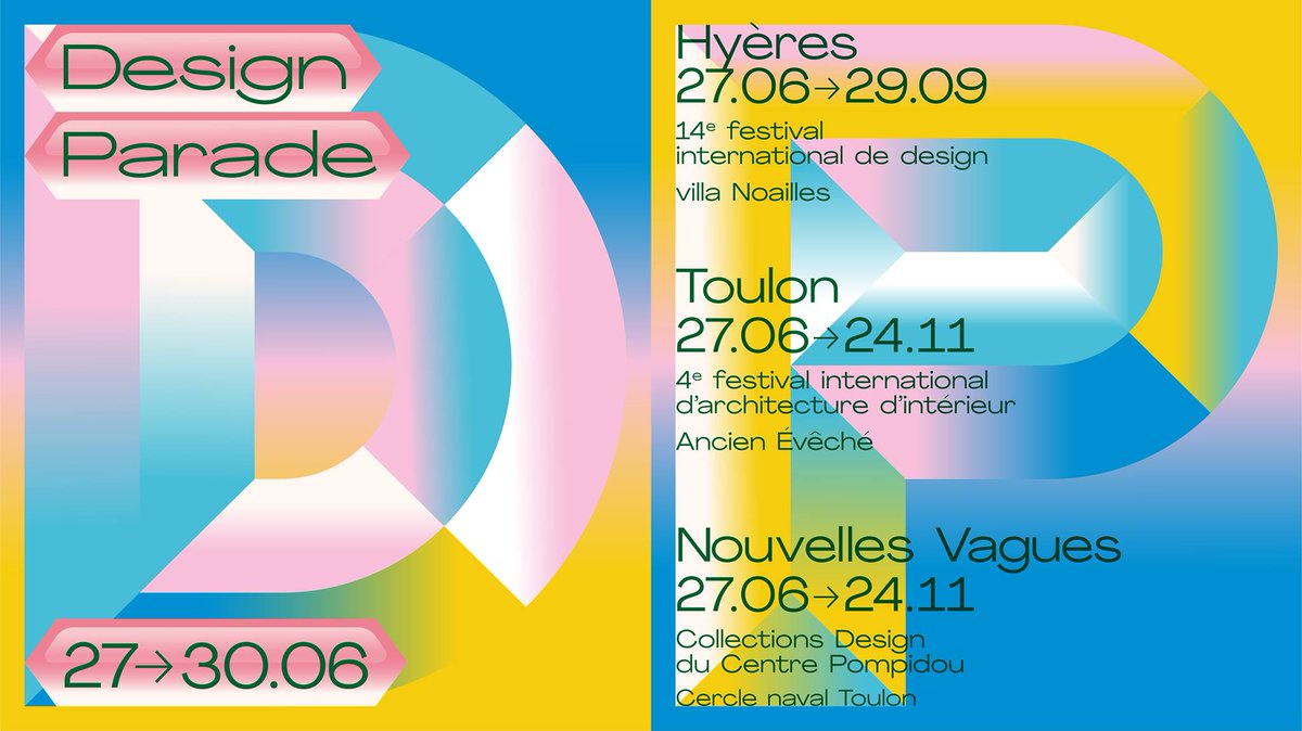 VilleDeToulon's tweet image. 📌 Retour de la #DesignParade à #Toulon pour la 4e festival d’architecture d’intérieur.Toutes les expositions sont à l’évêché, sauf « Nouvelles vagues » au Cercle naval.
Toute la programmation sur la page de l'événement 👉 swll.to/ERuDBOl