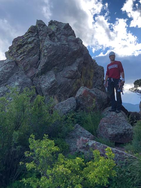 IUBloomington's tweet photo. Hoosiers are reaching new heights. 🧗‍♂️

@johnrusyniak35 is proof that #IUisEverywhere. ⚪🔴 https://t.co/RWi9Q8ipOb