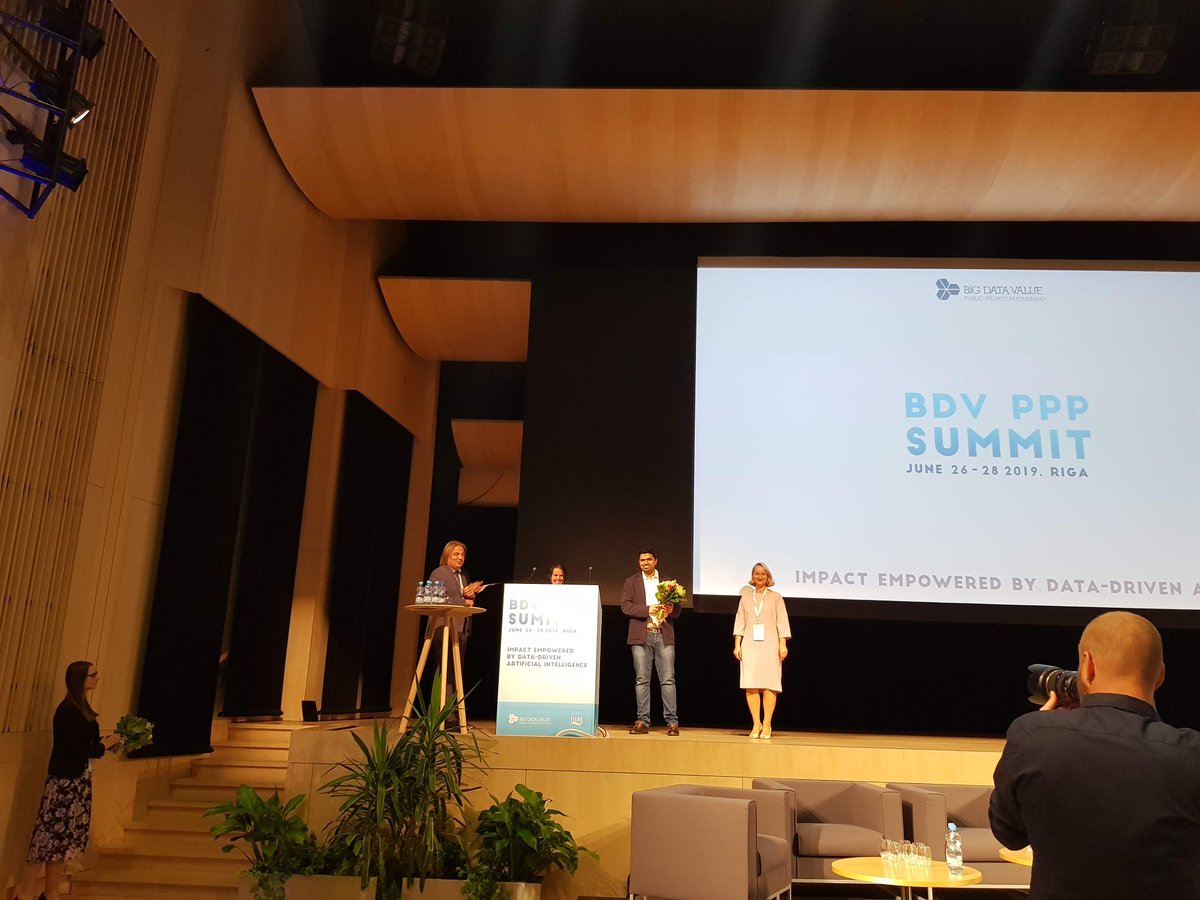 DataBio_eu's tweet photo. The "Digitalizing Forestry by harnessing the power of Big data" success story from #DataBio partners won today the second prize at the #BDVSummit at Riga. The first prize went to the whole #TT project. https://t.co/GHl3zQfWan