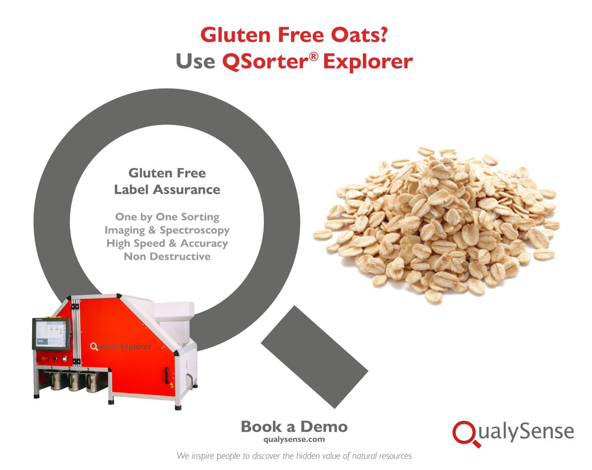QualySense's tweet photo. Labeling Your #Oats Products as #GlutenFree? The #QSorter® Explorer is the Industry Standard to Detect Reliably Barley, Wheat and Rye Contaminations in Your Samples. For more information visit our website https://t.co/Tl1OYdnVf7 https://t.co/nBmskZzT3R