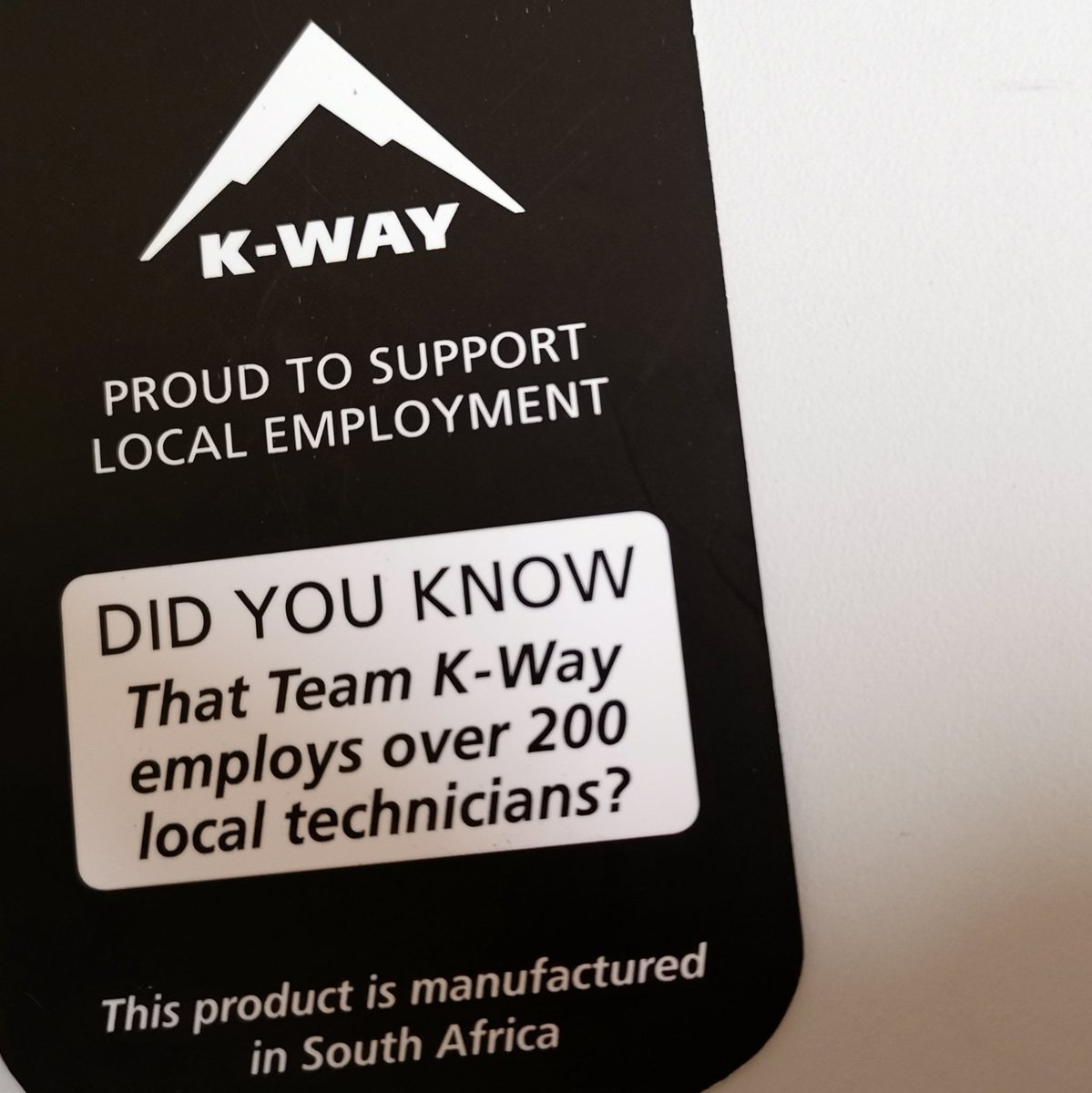 DiBrown5's tweet photo. Just spent a few hours @kway_za factory and I am blown away. Not just by their #EcoJacket made from repurposed PET bottles, but by the quality of locally produced outdoor gear, skilled workforce, cutting edge technology and commitment to environmentally friendly practices. Wow. https://t.co/8mfAAKuLkV