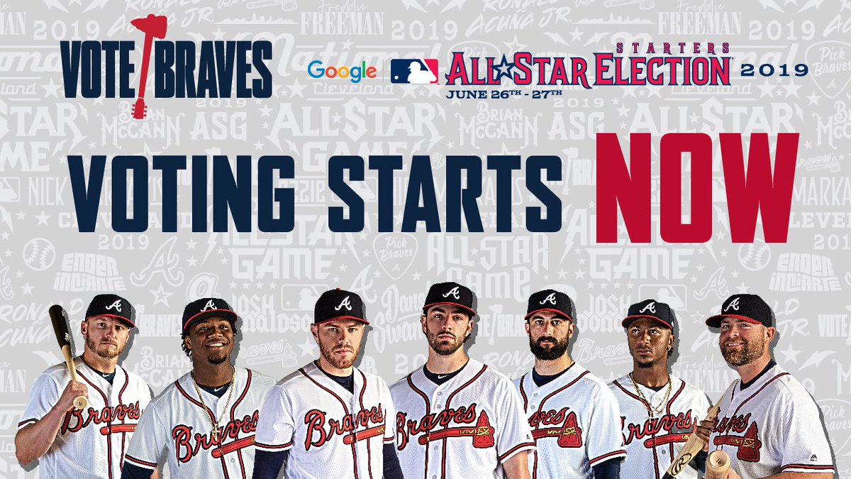 Braves's tweet photo. THE POLLS ARE OPEN! 

Use BOTH of these links to #VoteBraves!

🔗 https://t.co/tF2BPq04Q9
🔗 https://t.co/bkHnagpb2B https://t.co/ukkLqykun2