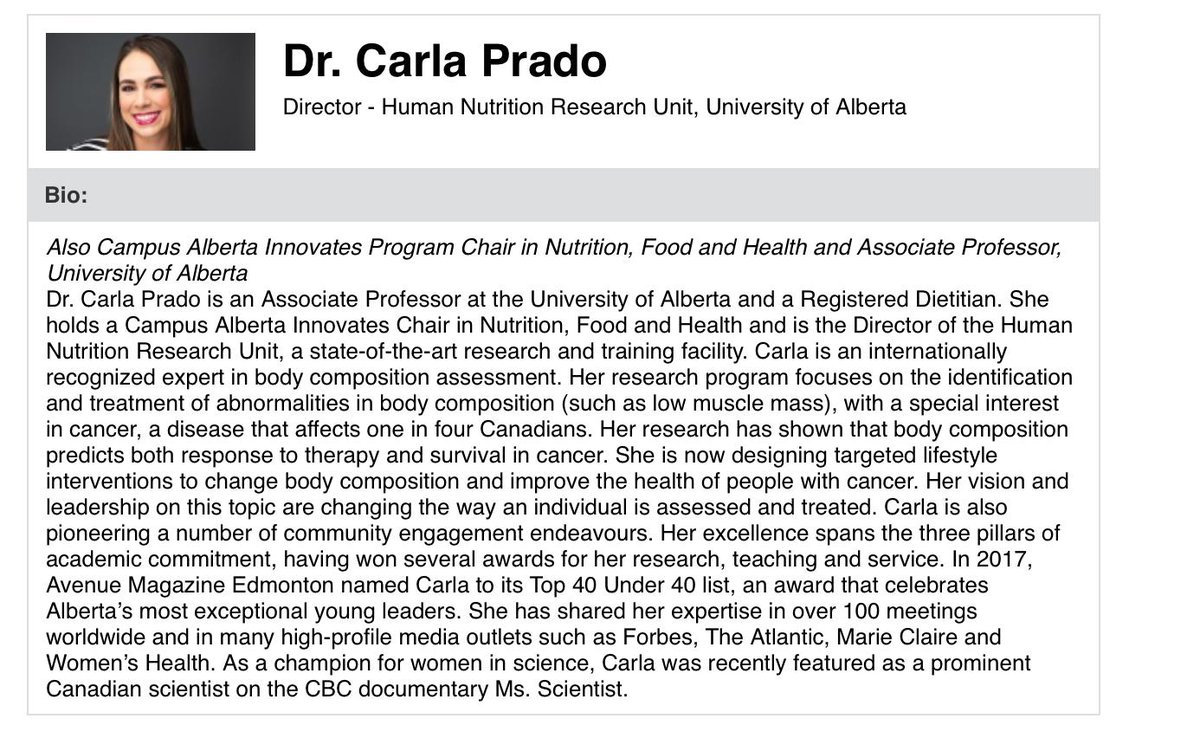 brandyyanchyk's tweet photo. Congratulations to @DrCarlaPrado who was in #MsScientistFilm for being rewarded the 2019 Canada's Top 40 Under 40! #can40under40
https://t.co/jcRUQRJlOM https://t.co/HglcQVOxQk