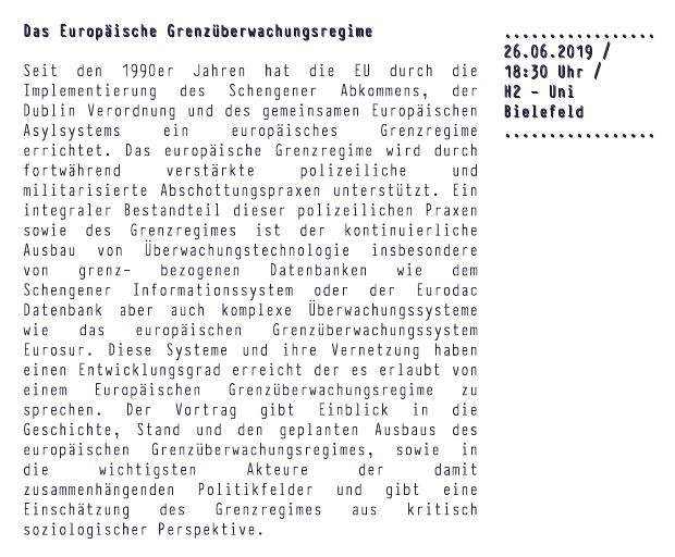 unibi_AStA's tweet photo. #AntiracismFestival Das Europäische #Grenzüberwachungsregime - Vortrag &amp; Diskussion Heute 18:30 Uhr, H2 @unibielefeld https://t.co/Y6xDGQgr9m  @Hertz879 @agfreiebildung @SeebrueckeBi @BiAttac @BI_gegen_Rechts @uni_Links @ilbielefeld @digitalcourage @chaosupdates @tazgezwitscher https://t.co/WCNGPHjlYK