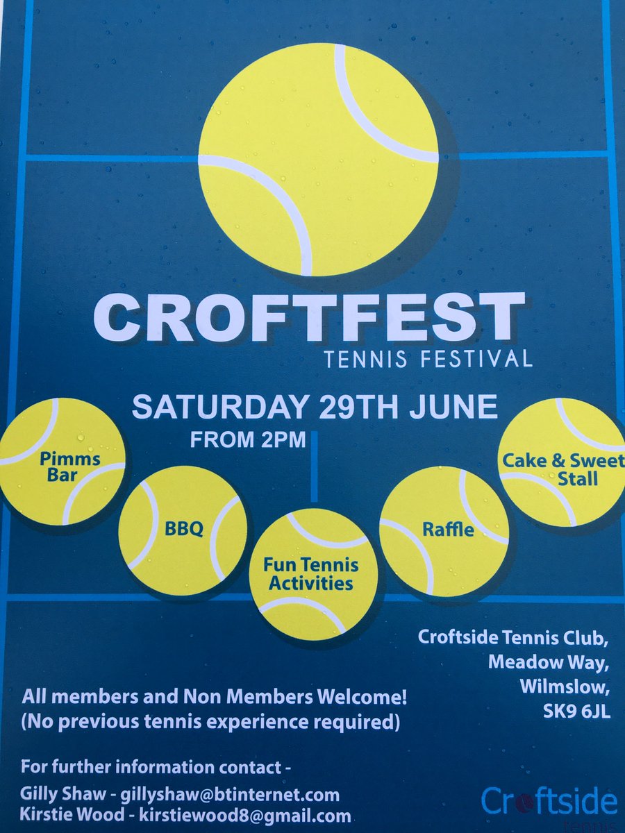 Croftside Tennis (@croftsidetennis) on Twitter photo This Saturday <a href="/CroftsideTennis/">Croftside Tennis</a> . Forecast is great, sun, pimms, BBQ and tennis.Everyone welcome. This Saturday <a href="/CroftsideTennis/">Croftside Tennis</a> . Forecast is great, sun, pimms, BBQ and tennis.Everyone welcome.