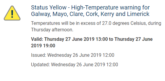 image of a yellow triangle with an exclamation mark inside, along with the warning text as per tweet