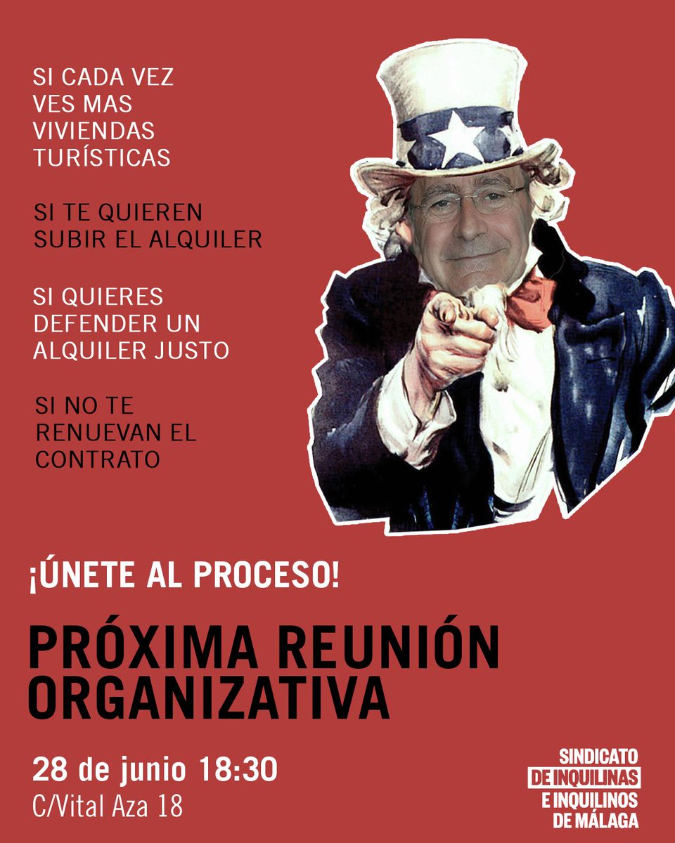 Si vives en Málaga y estás hasta las narices de las subidas del alquiler, las expulsiones y los abusos, #SúmateAlSindicato.

Si te indigna que estén convirtiendo la ciudad en un parque temático para ricos y turistas, ven y organízate con nosotras