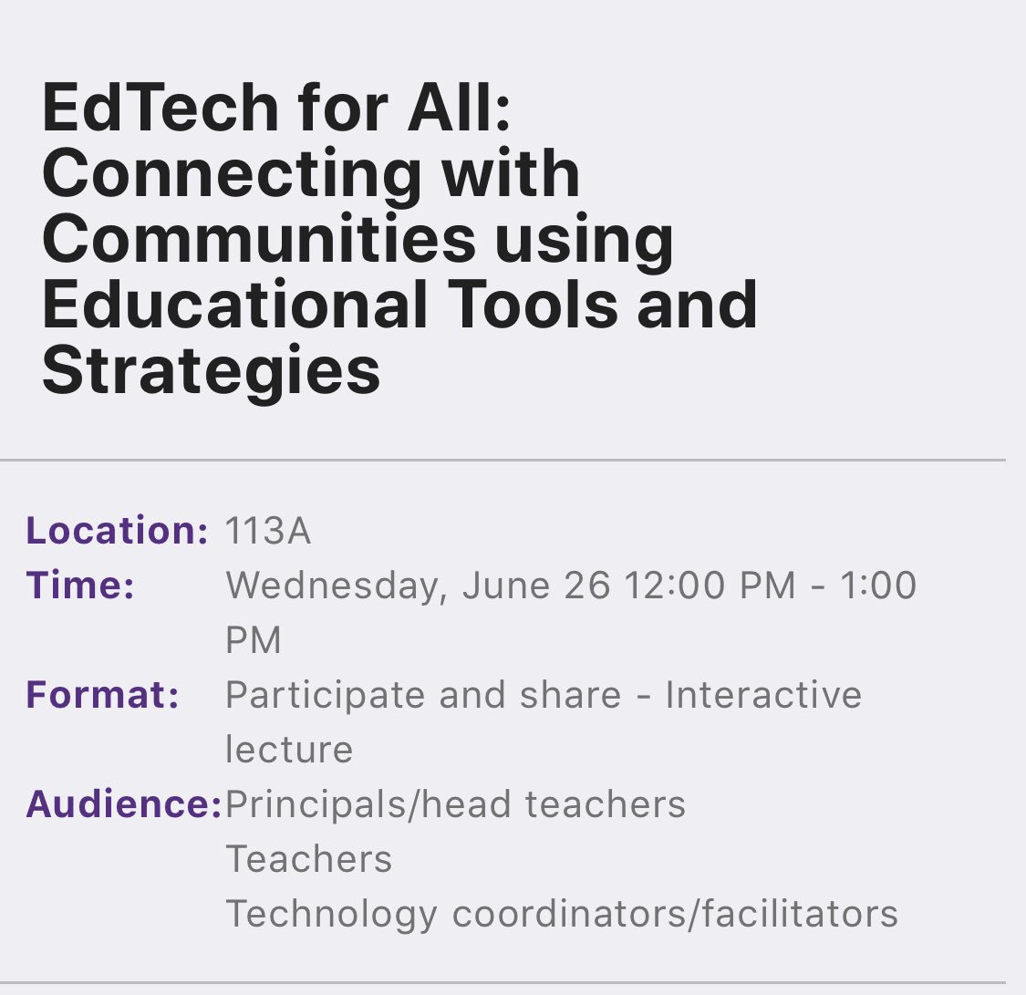 liveandmove's tweet image. Still at ISTE? Join me today at noon- Edtech for all - would love to you there #equity #edtechforall #connectionhack #edtechchat #ISTE19 @iamvlewis @msEdtechie @hcrompton @Citizensowls @NancyeBlackEdu @sarahdateechur