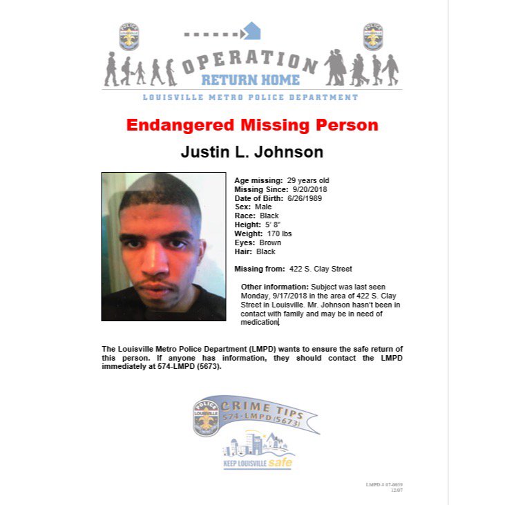 LMPD's tweet photo. Today is Justin’s birthday. He’s been missing since 9/20/18. Please help us find him. If you have any info, please call 502-574-LMPD (5673) #LMPD #OperationReturnHome #GetHomeSafe https://t.co/0buIJhjDky