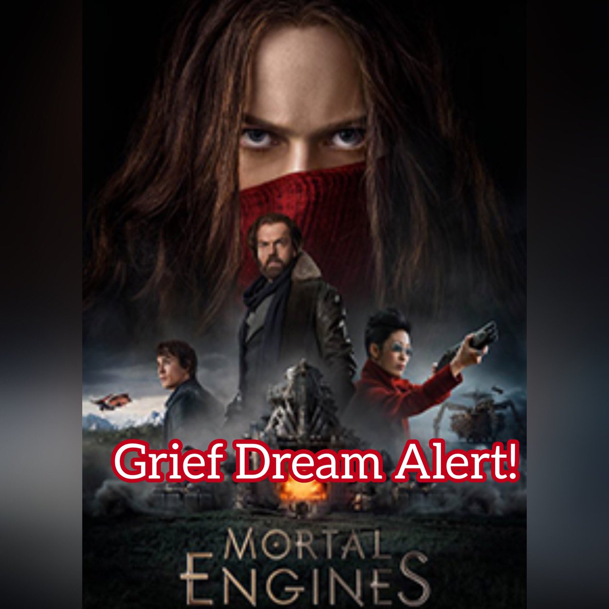 GriefDreams's tweet photo. Hester doesn’t have a dream of the deceased in this movie. She has a dream of the events right after the death of her mother (running away from the murder). #mortalengines #mortalenginesmovie #motherloss #hestershaw #griefdreams #grief #griefawareness #loss #dreams #Nightmare https://t.co/7hT7972GWP