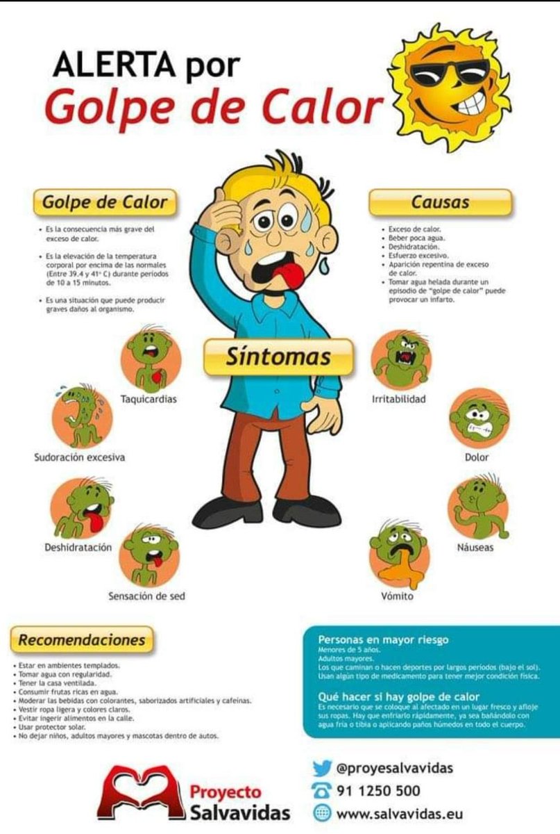 Comienzan a subir las temperaturas 😓🌞🌡,así q recuerda:
Refrescante 🚿 , Hidratate 🥤 en zonas sombreadas🏖 y ante todo atentos a los mas peques 👶🏻 y los mas mayores 👴🏻, ellos son los q mas lo notan