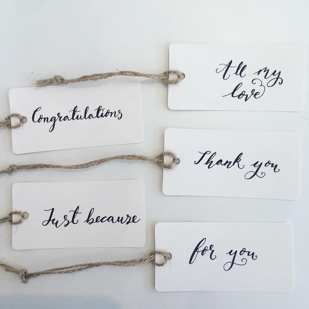 ♦️TAG ME♦️

Absolutely love these delicate personalised calligraphy tags by the lovely Caroline of <a href="/carowoodstreet/">Caro Art & Gifts</a>. Really looking forward to next Saturday, 6 July and the amazing handmade offering!!

#HandmadeHour #handlettering #shoplocal #moderncalligraphy #N15 #justacard
