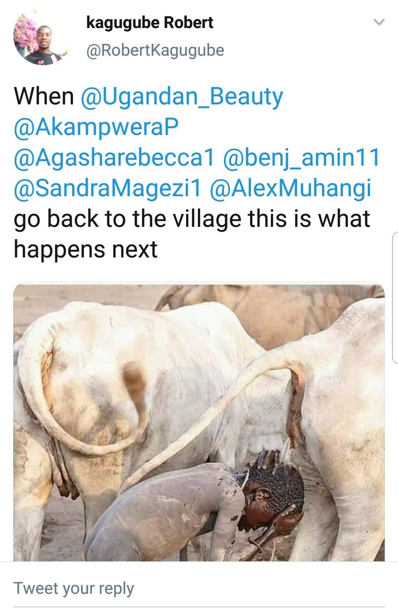 flexths's tweet photo. #IWouldntVisitUgandaBecause @RobertKagugube and crew bath using cow urine.... ever heard of water? Trying using, it it does wonders. https://t.co/hIFHQtWX6D