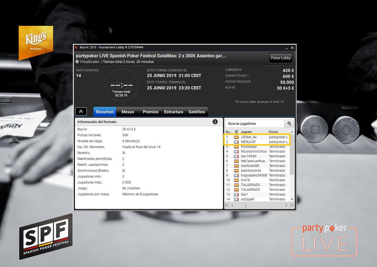 SPFpoker's tweet photo. Ayer "J00ker_Ak"🏆 y "MERLOUF" 🏆 fueron los ganadores en el satélite de @PartyPokerEs . ¡Enhorabuena! 💪

Y para hoy:

🕒 15h Cent Roll 0,01€
🕔 17h Feeder 5,50€
🕔 17h Cent Roll 0,01€
🕖 19h Feeder 5,50€

🕘 21h Final 33€ con 2 🎟️🎟️ 300€ GARANTIZADAS

#RoadToSPF https://t.co/yPcd8RaGN4