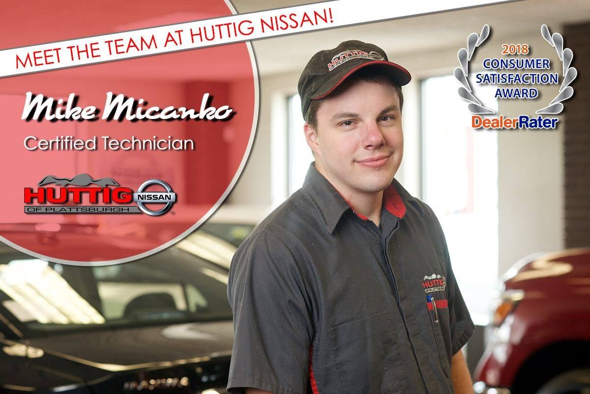 Whether your vehicle is due for routine maintenance or you are experiencing a problem, Mike and the rest of our team will work tirelessly to find a solution and get you back on the road! 🚘 #awardwinningservice #servicetech #customerservice #mechanic #huttignissan #plattsburgh