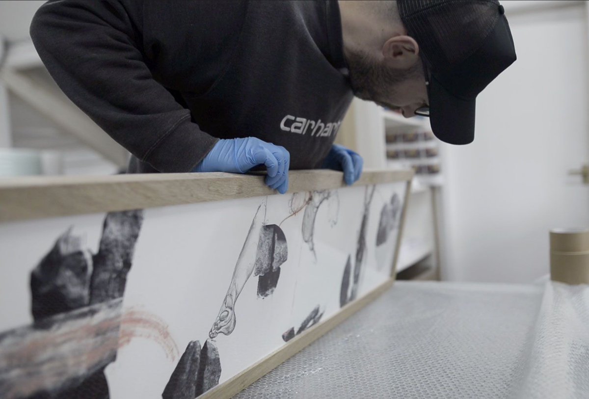kleinimaging's tweet photo. Stone (Butch) is @R0sanneR project as Yorkshire Sculpture International Associate Artist. 1500 mm x 300 mm in dimensions, the two #artworks were printed on #KleinImaging Smooth Rag 300gsm archival paper and professionally framed by our production team ✌️ https://t.co/N29wxWVJfj