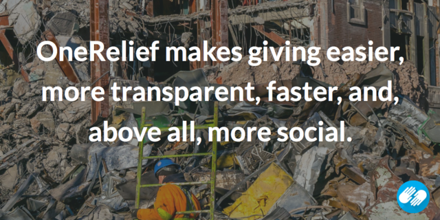 OneRelief's tweet photo. OneRelief makes giving #easier, more #transparent, #faster, and, above all, more #social. https://t.co/WVfa5DAVPt