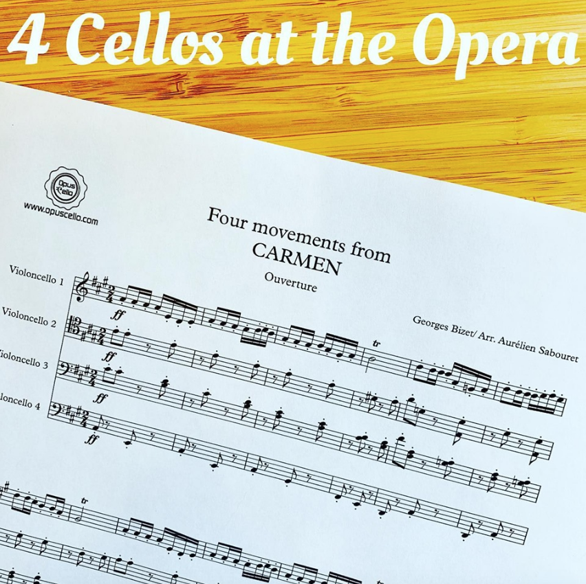 OpusCello's tweet image. NEW! Suite from Carmen for 4 Cellos arranged by @operadeparis principal cellist Aurelien Sabouret! Now available at opuscello.com/georges-bizet-…