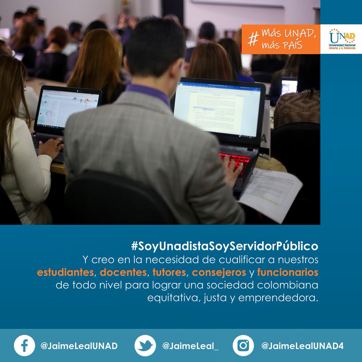 JaimeLeal_'s tweet photo. Nuestra vocación es servirle al país 🇨🇴
#SoyUnadistaSoyServidorPúblico .
.
#RectorUnad #MásUnadMásPaís https://t.co/o0U6KZie5T