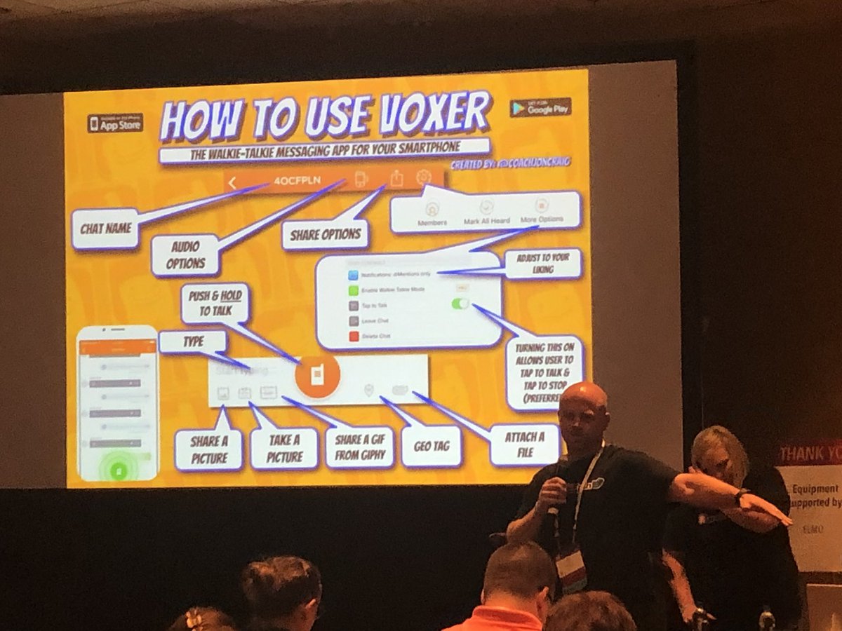 @CoachJonCraig Great session @iste for developing your own personalized learning network with Voxer! Awesome share! #4OCFPLN you are amazing love it! #ISTE19 #connected #btsdtigers @mgehrens @momenewsh