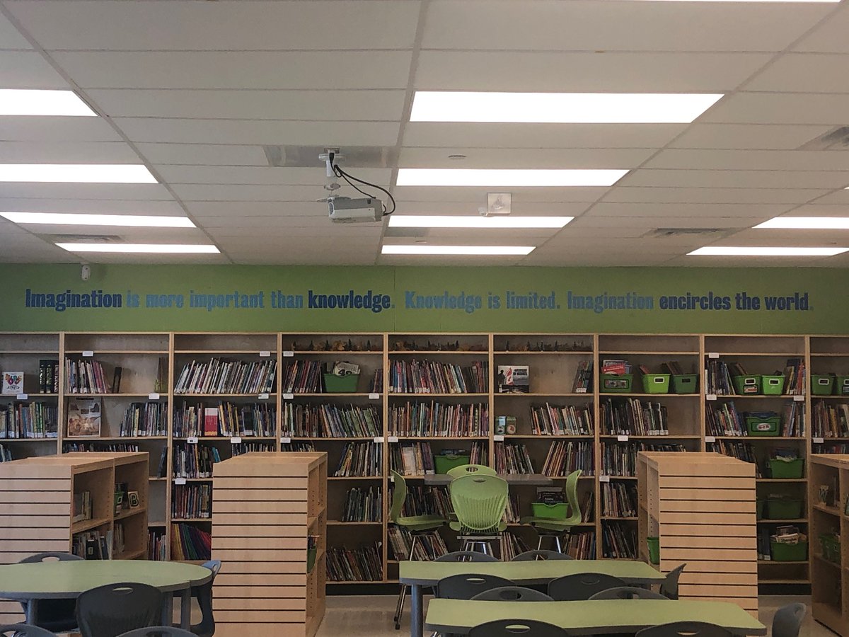 And one of my favourite quotes from Albert Einstein now graces our learning commons.  Great reminder to use our knowledge with imagination and creativity to new heights throughout the 🌎.  Dream big and imagine!  #ddsb #ddsbinnovation #epic #neverstopimaging #inspire