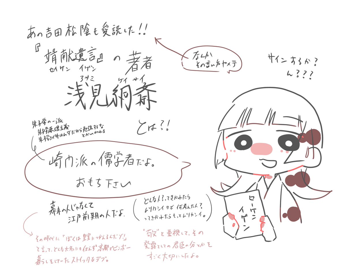 一日一儒 絅斎って本人より著書の方が知られてるんじゃないかな ごめん過去絵で(白状) 