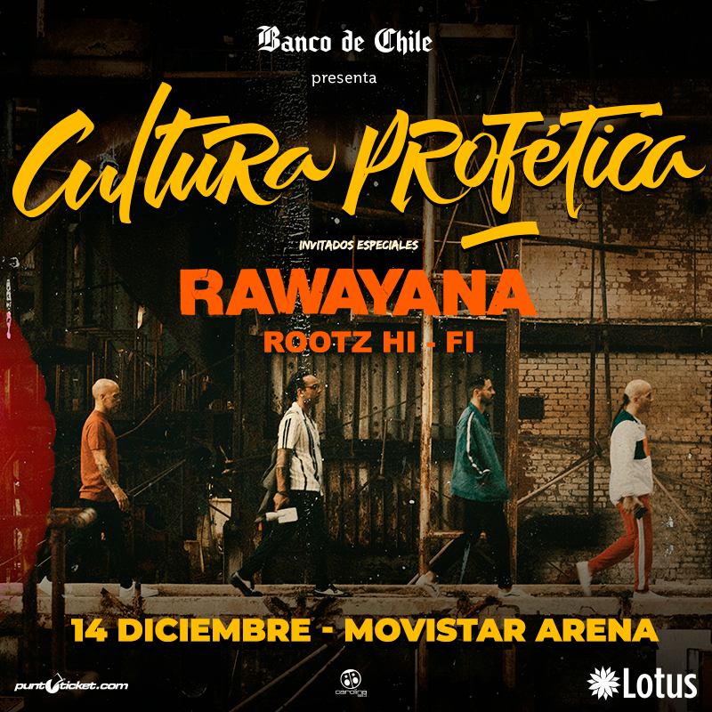 Agenda_Musical's tweet photo. Cultura Profética y Rawayana confirman concierto juntos en Chile: 14 de diciembre - https://t.co/QzjMIgIE4E @culturaprofetic @Rawayana @lotusmusica @movistararena #CulturaProfeticaEnChile #RawayanaEnChile https://t.co/ccl074bP8D