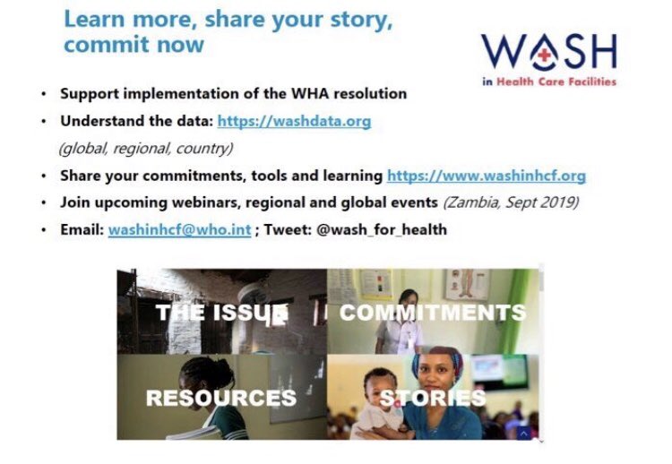 WASH_FOR_HEALTH's tweet image. We conclude the webinar with a call to action - share your stories, connect, collaborate, commit washinhcf.org #WASHinHCF #WASHforHealth #WASH