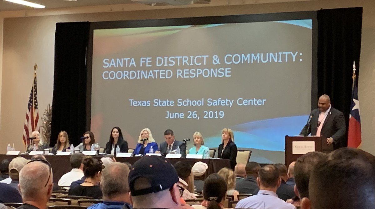 AllisonJasso's tweet photo. The opening sessions during the Texas State School Safety Center’s conference have all been so well done. Today, we are hearing from a Santa Fe ISD panel. #BISDPride #TSSConf #BISDCounselorsCare https://t.co/1TGrznw8Ys