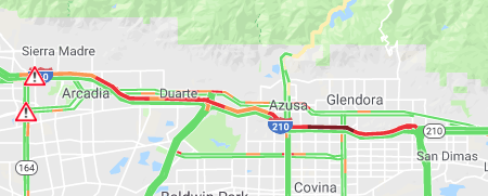 scottburtknx's tweet photo. #210Fwy WB slow from the 57 toward Rosemead/Michilinda. Reports of an oil spill at Michilinda in the Carpool and Left Lane. @KNX1070 #LATraffic #KNXTraffic #CaltransDist7 https://t.co/pUUbqcBibH