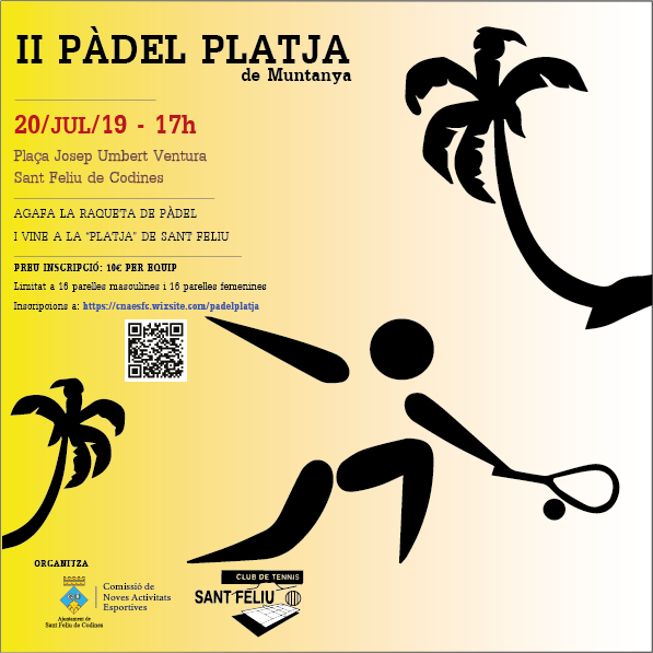 cnaesfc's tweet photo. Quan arriba el caloret vol dir que ja falta poc per tenir la platja a la plaça del Poble!! Us presentem la 2a edició del Pàdel Platja de Muntanya el dia 20 de Juliol a partir de les 17h. Apunta-t’hi!!! https://t.co/Cz8Ftszk6L https://t.co/DuiJ3Odz1t