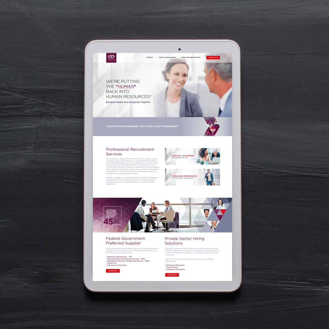 ExcentricAgency's tweet image. Here's a sneak peek at the beautifully crafted website design we created for Paul and Portage Personnel. The new look is so modern and fresh - if we do say so ourselves! 😉   #websitedesign #graphicdesign #creativeagency #branding #moderndesign #marketing #ottawa