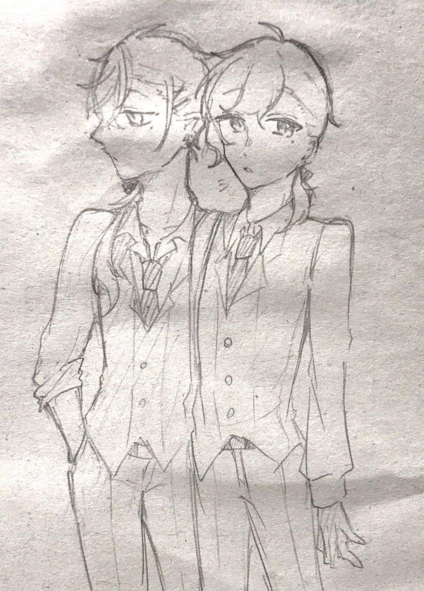 テスト中に描いてた落書き(紙がしわしわになってる…) 