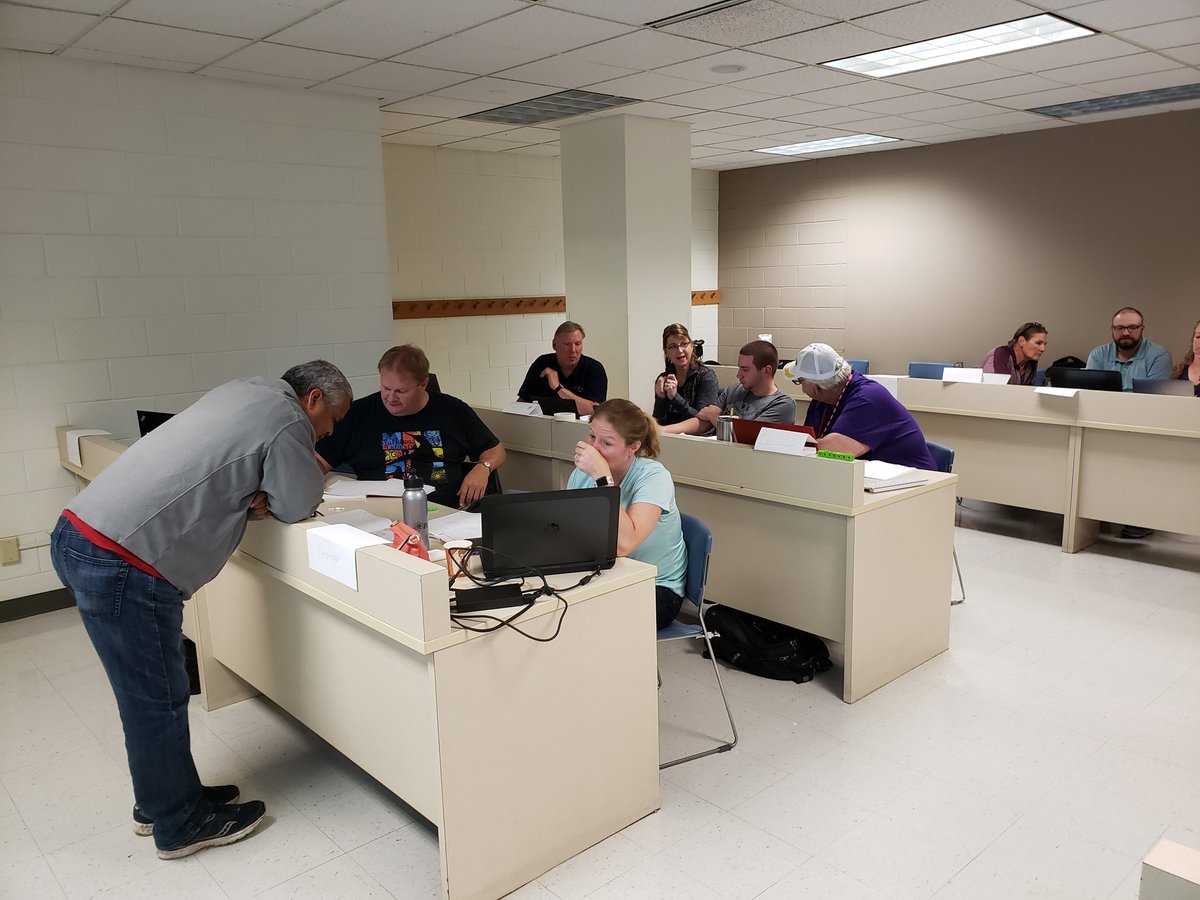 Mythbadger's tweet image. It&apos;s day 3 and teachers are sharing and evaluating their #HappyCube design ideas. #DecisionMatrix #PLTWCT19 @MSOE